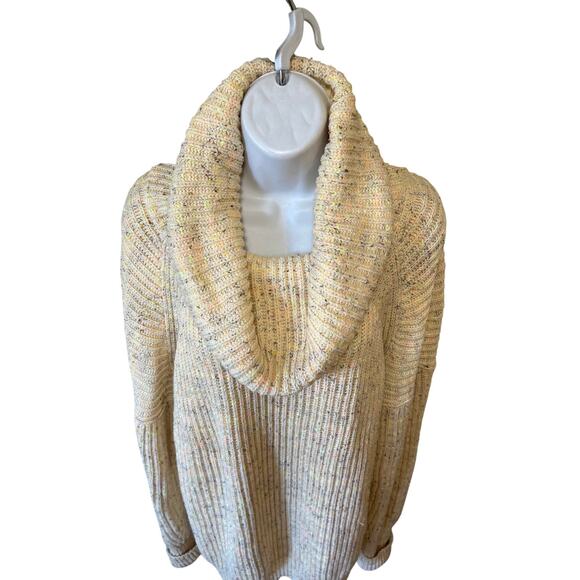 Free People Knitted Sweater Woman’s M Cream Speckled Colors Oversized - Picture 3 of 9